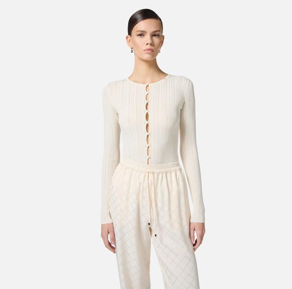 Elisabetta Franchi Top Côtelé Avec Boutons Décoratifs