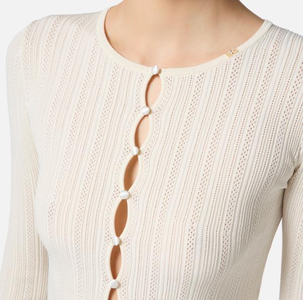 Elisabetta Franchi Top Côtelé Avec Boutons Décoratifs