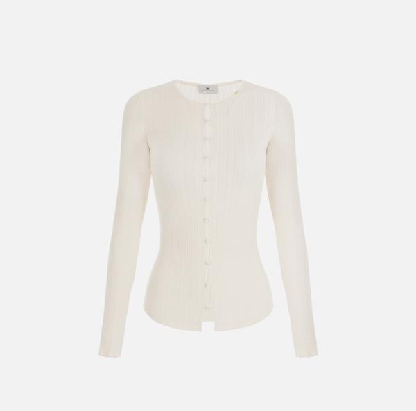 elisabetta franchi Top côtelé avec boutons décoratifs