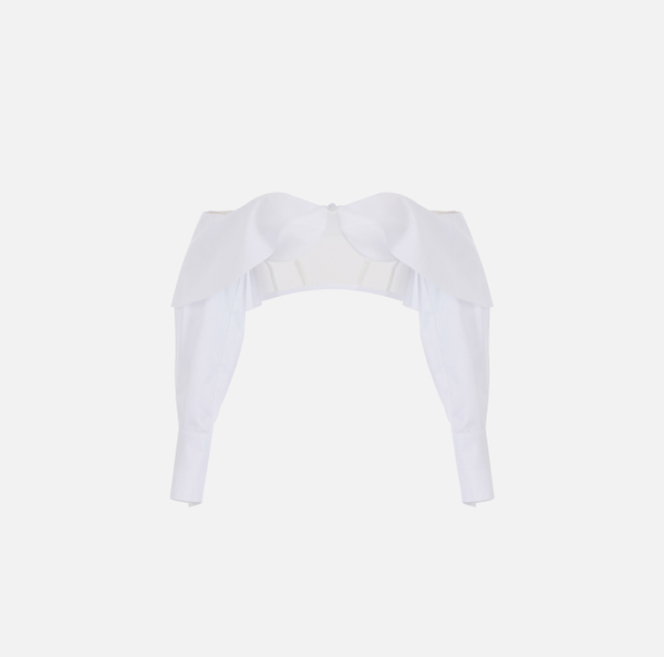 elisabetta franchi Top en coton et tulle avec boutons de manchette