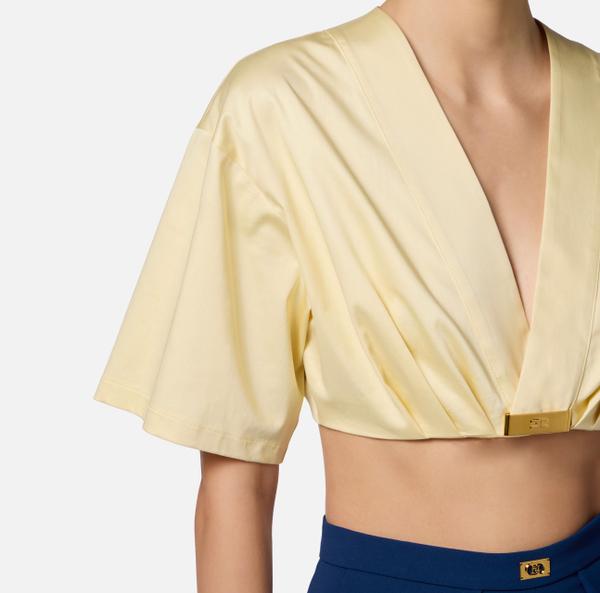 Elisabetta Franchi Top En Coton Stretch Avec Détail Logo