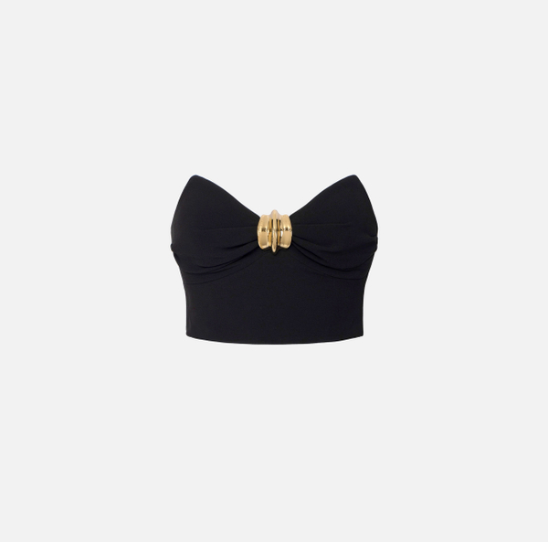 elisabetta franchi Top en crêpe fluide avec décoration bijou