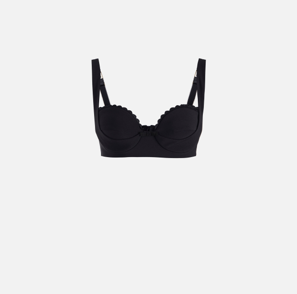 elisabetta franchi Top en double crêpe stretch avec feston brodé