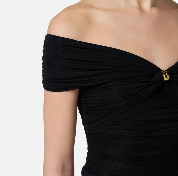 Elisabetta Franchi Top En Organdi Stretch Avec Détail Bijou