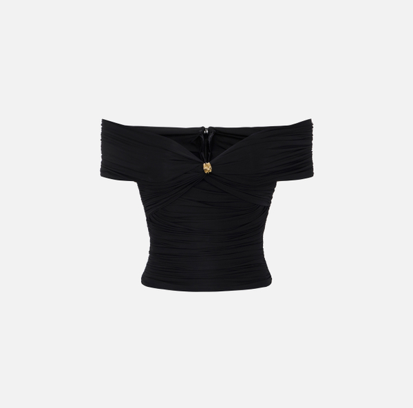 elisabetta franchi Top en organdi stretch avec détail bijou