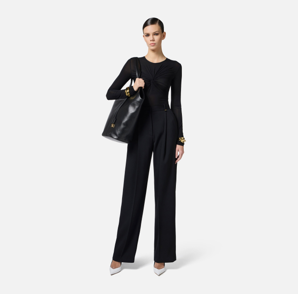 Elisabetta Franchi Top En Organdi Stretch Avec Drapé