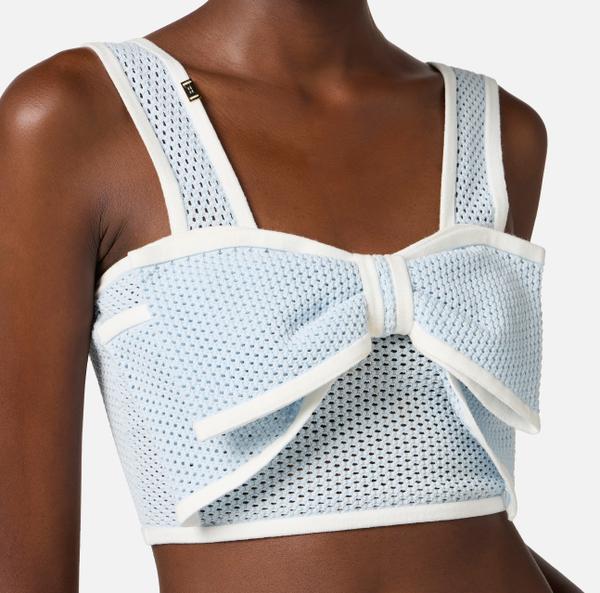 Elisabetta Franchi Top En Point Filet Avec Maxi Nœud