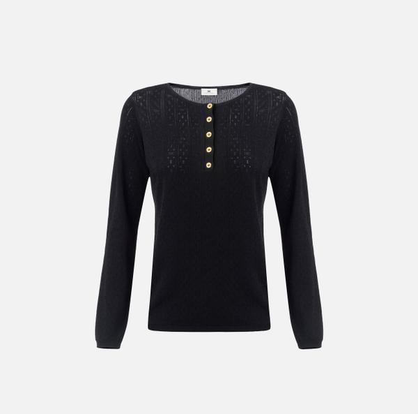 elisabetta franchi Top en tricot avec broderies ajourées
