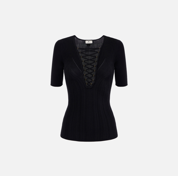 elisabetta franchi Top en tricot avec lacets croisés