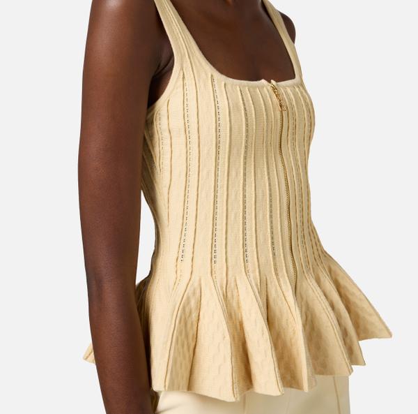 Elisabetta Franchi Top En Tricot Plissé Avec Basque