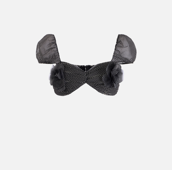 elisabetta franchi Top en tulle avec imprimé pois et fleur brodée