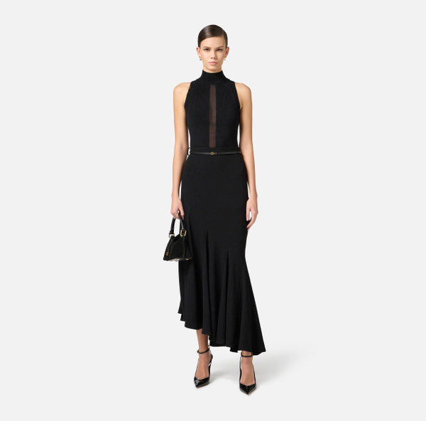 Elisabetta Franchi Top En Viscose Avec Détail En Tulle