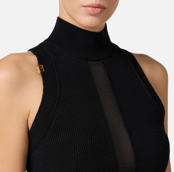 Elisabetta Franchi Top En Viscose Avec Détail En Tulle