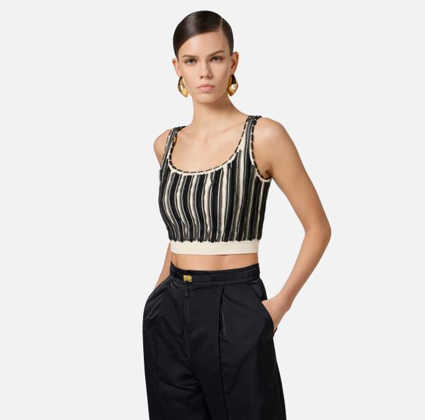 Elisabetta Franchi Top En Viscose Avec Micro-ruches