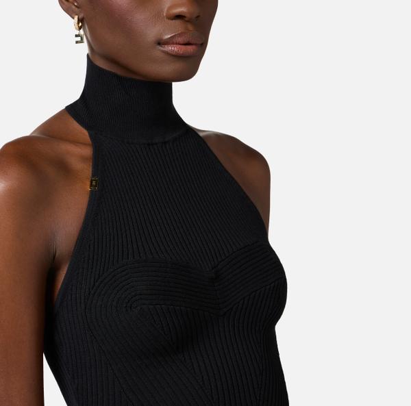 Elisabetta Franchi Top En Viscose Côtelée Avec Cœur