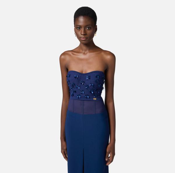 Elisabetta Franchi Top En Viscose Stretch Avec Nœuds Sur Toute La Surface