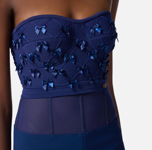 Elisabetta Franchi Top En Viscose Stretch Avec Nœuds Sur Toute La Surface