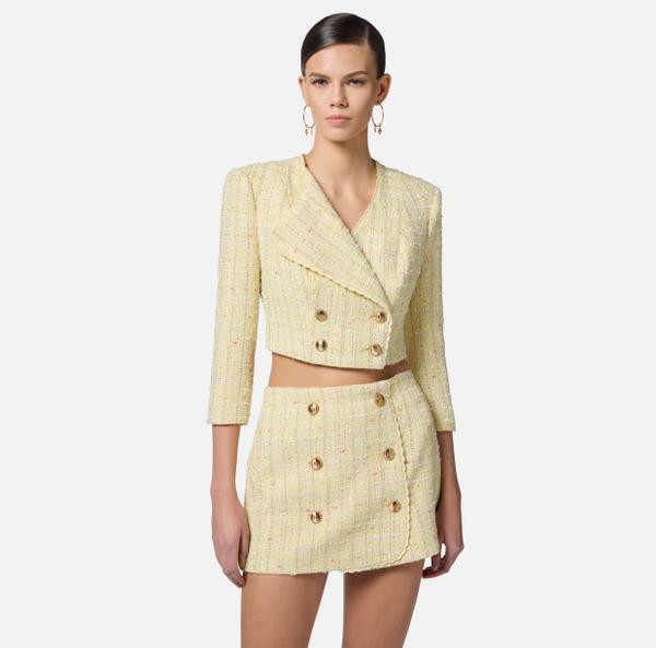 Elisabetta Franchi Veste En Bouclé Lurex Avec Feston Brodé