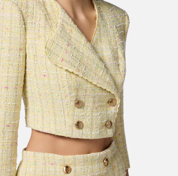 Elisabetta Franchi Veste En Bouclé Lurex Avec Feston Brodé