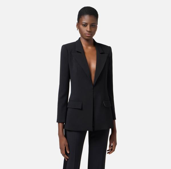 Elisabetta Franchi Veste En Crêpe Avec Boutons En Satin à Logo