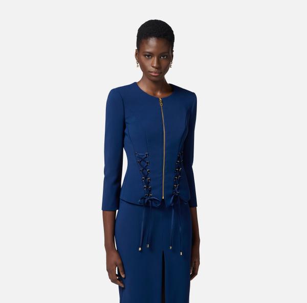 Elisabetta Franchi Veste En Crêpe Avec Lacets Croisés