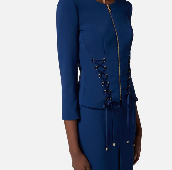 Elisabetta Franchi Veste En Crêpe Avec Lacets Croisés