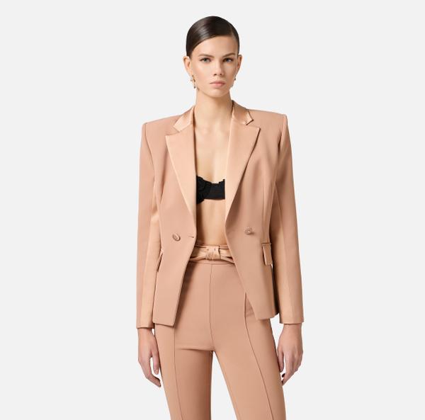 Elisabetta Franchi Veste En Crêpe Avec Revers En Satin