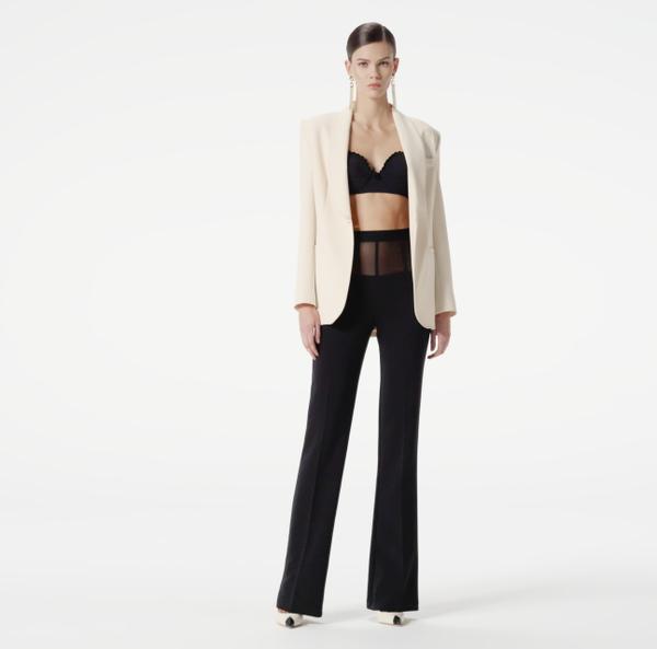 Elisabetta Franchi Veste En Crêpe Avec Surpiqûres Contrastées
