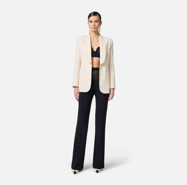 Elisabetta Franchi Veste En Crêpe Avec Surpiqûres Contrastées