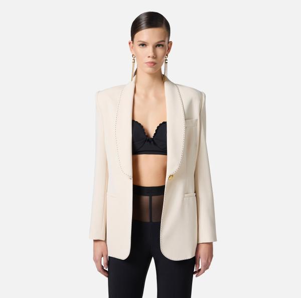 Elisabetta Franchi Veste En Crêpe Avec Surpiqûres Contrastées