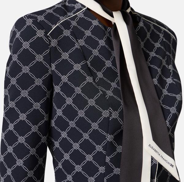 Elisabetta Franchi Veste En Crêpe Stretch Imprimé Avec Foulard Amovible