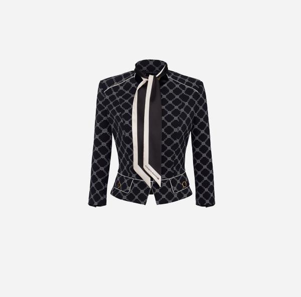 elisabetta franchi Veste en crêpe stretch imprimé avec foulard amovible