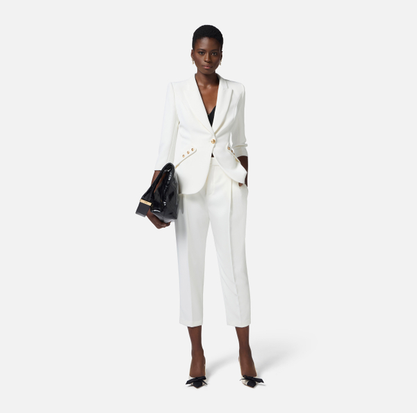 Elisabetta Franchi Veste En Double Crêpe Léger Avec Boutons Logotés