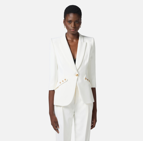 Elisabetta Franchi Veste En Double Crêpe Léger Avec Boutons Logotés