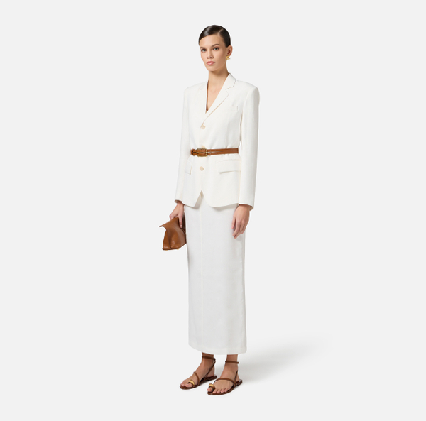 Elisabetta Franchi Veste En Gabardine De Lin Mélangé