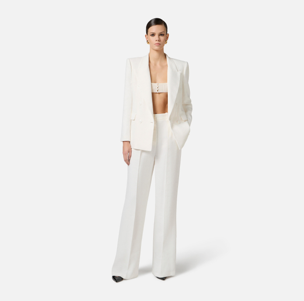 Elisabetta Franchi Veste En Gabardine De Lin Mélangé