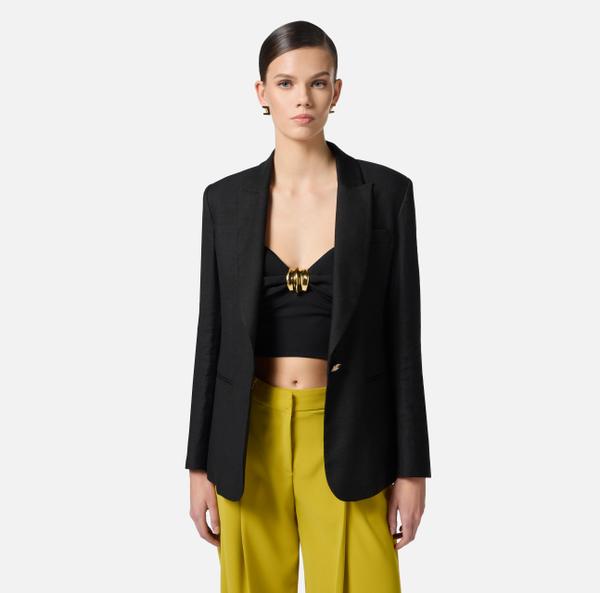 Elisabetta Franchi Veste En Gabardine De Lin Mélangé