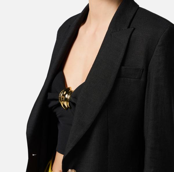 Elisabetta Franchi Veste En Gabardine De Lin Mélangé