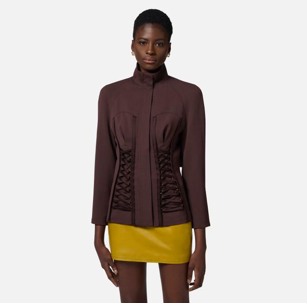 Elisabetta Franchi Veste En Laine Avec Corset à Lacets