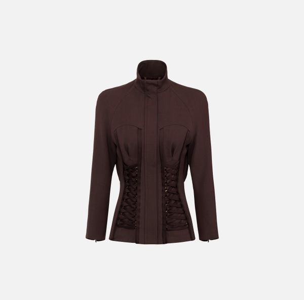 elisabetta franchi Veste en laine avec corset à lacets elisabetta franchi Veste en laine avec corset à lacets