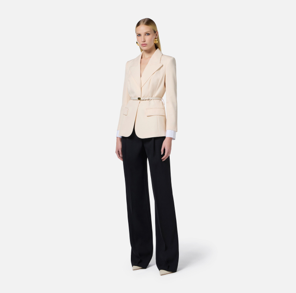 Elisabetta Franchi Veste En Laine Légère Avec Surpiqûres Contrastées