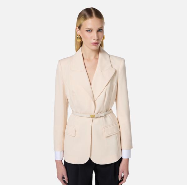 Elisabetta Franchi Veste En Laine Légère Avec Surpiqûres Contrastées