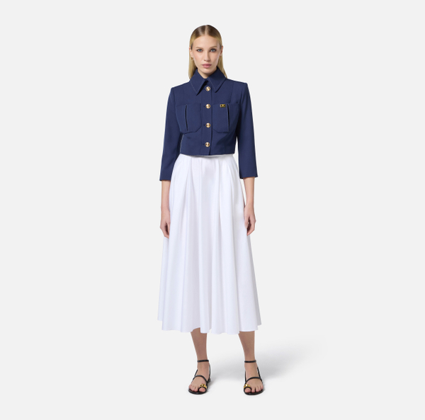 Elisabetta Franchi Veste En Laine Légère Avec Surpiqûres Contrastées