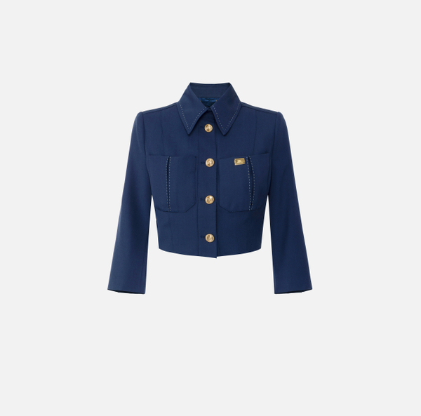 elisabetta franchi Veste en laine légère avec surpiqûres contrastées