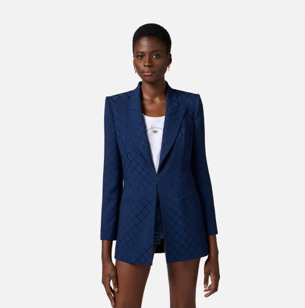 Elisabetta Franchi Veste En Satin Avec Losange Jacquard