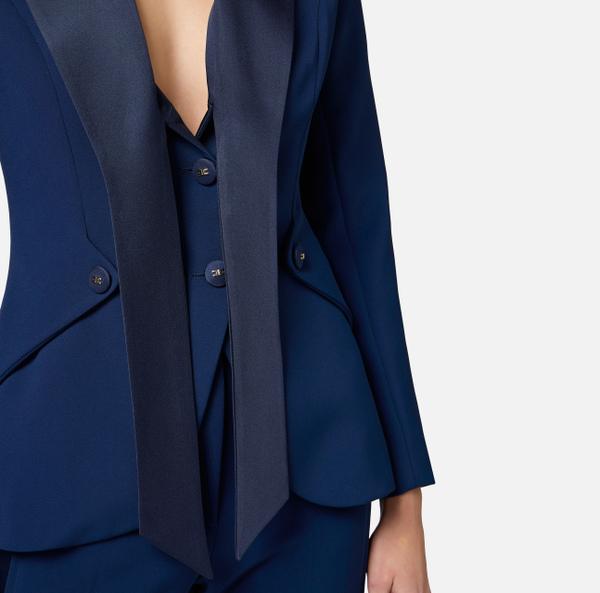 Elisabetta Franchi Veste Smoking En Crêpe Avec Revers En Satin