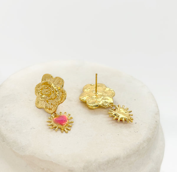 Elise Tsikis Paris Boucles D'oreilles Flores Octobre Rose