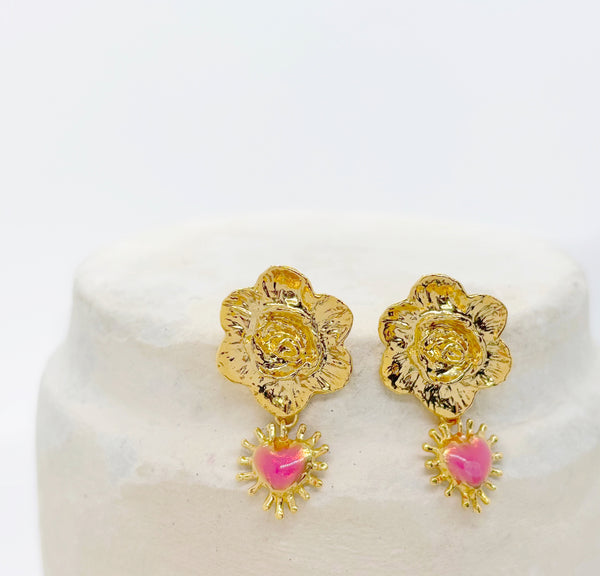 Elise Tsikis Paris Boucles D'oreilles Flores Octobre Rose