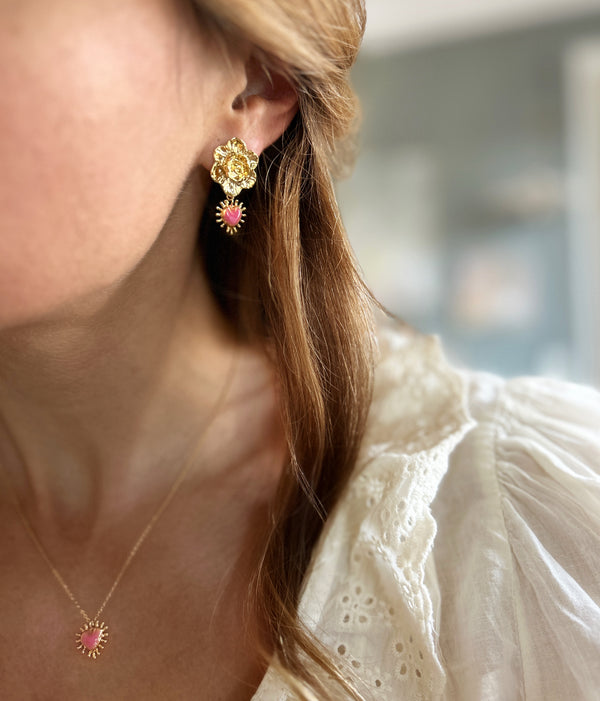 Elise Tsikis Paris Boucles D'oreilles Flores Octobre Rose