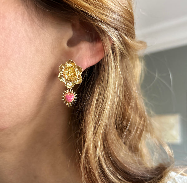 elise tsikis paris Boucles d'oreilles Flores Octobre Rose